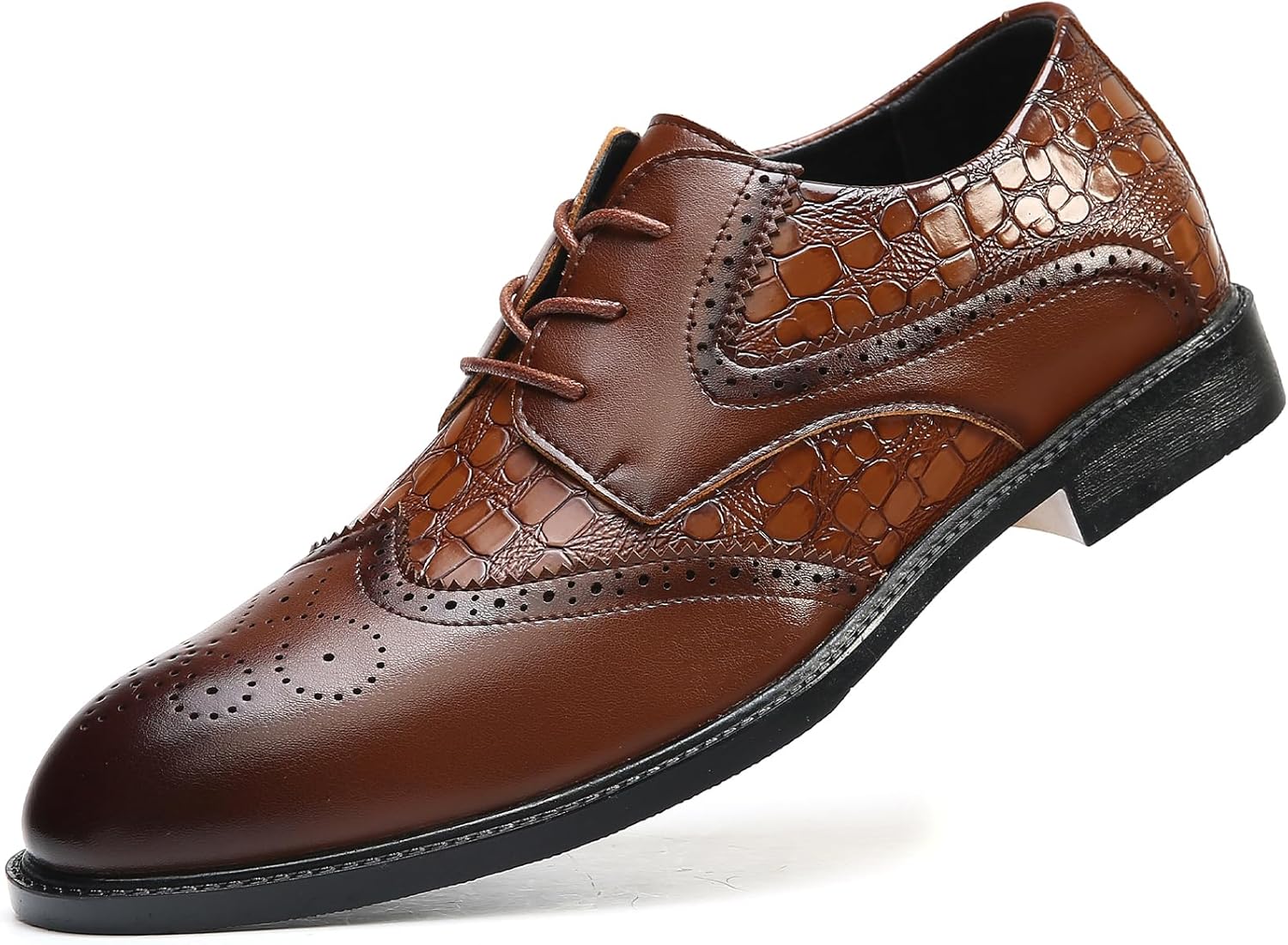 

Мужские броги-оксфорды Ретро кожаные классические туфли с цельным носком и крыльями, шнуровка, заостренный носок, невысокий каблук, деловые дерби для работы, свадьбы и вечеринок Melgonmg, желтый