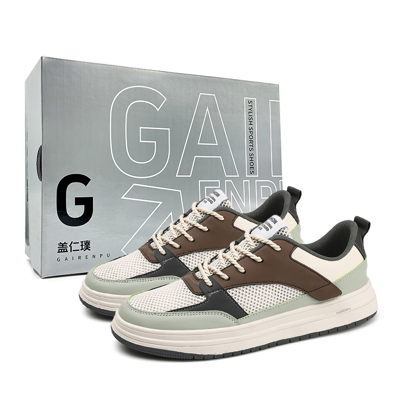 

Gai Renpu Антискользящие износостойкие легкие дышащие низкие скейтбордские кроссовки мужские - бежево-коричневый [Коробка], цвет Beige Brown[Box]