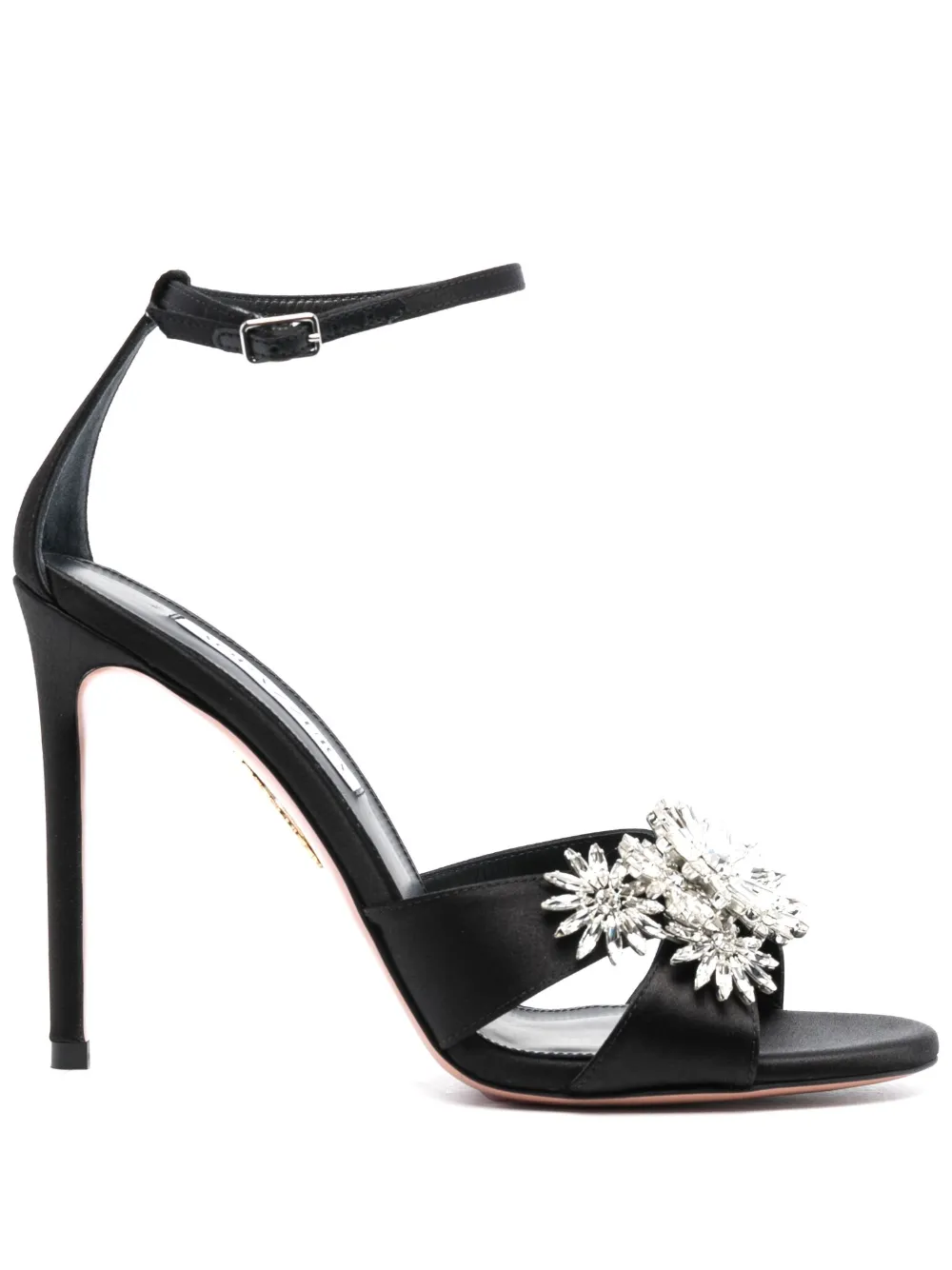 Босоножки Margarita 110 с кристаллами Aquazzura, черный