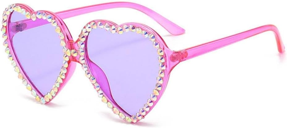 

MUTYNE Модные солнцезащитные очки с бриллиантами и стразами в форме сердца, для женщин и мужчин, персонализированные солнцезащитные очки конфетных цветов для вечеринок и пляжа, Purple