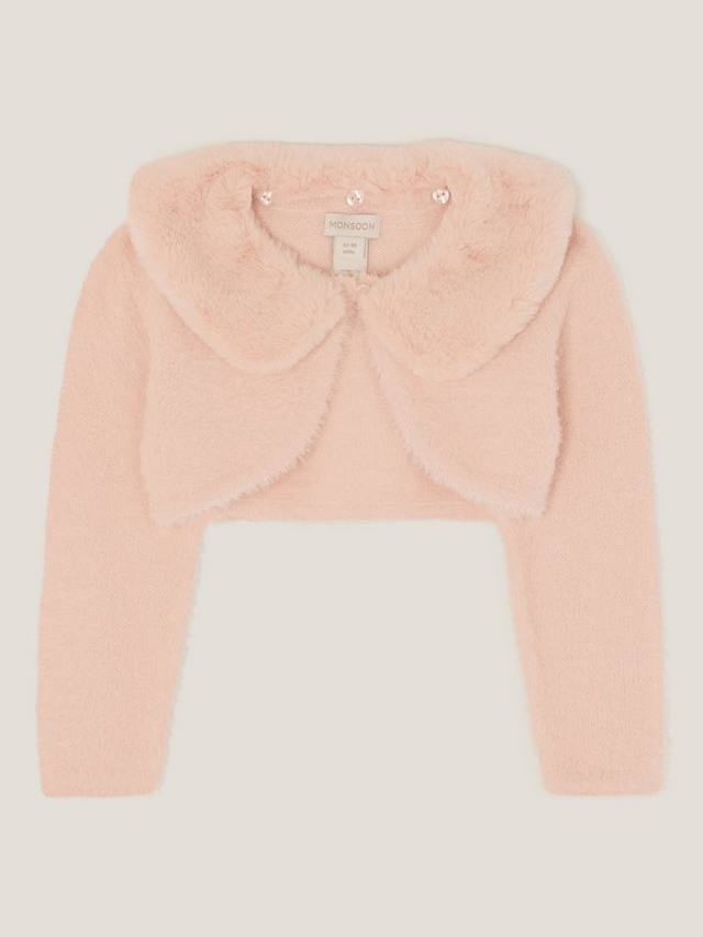 

Детская пушистая короткая кардиган с длинными рукавами Monsoon, Pink