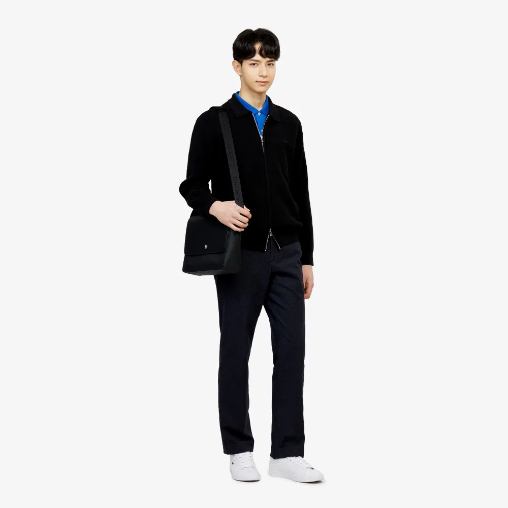 Мужские чиносы из ткани добби, тёмно-синие, от Lacoste — фото 4
