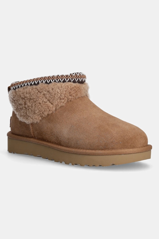 Угги утепленные UGG Classic Ultra Mini Maxi Curly, коричневый
