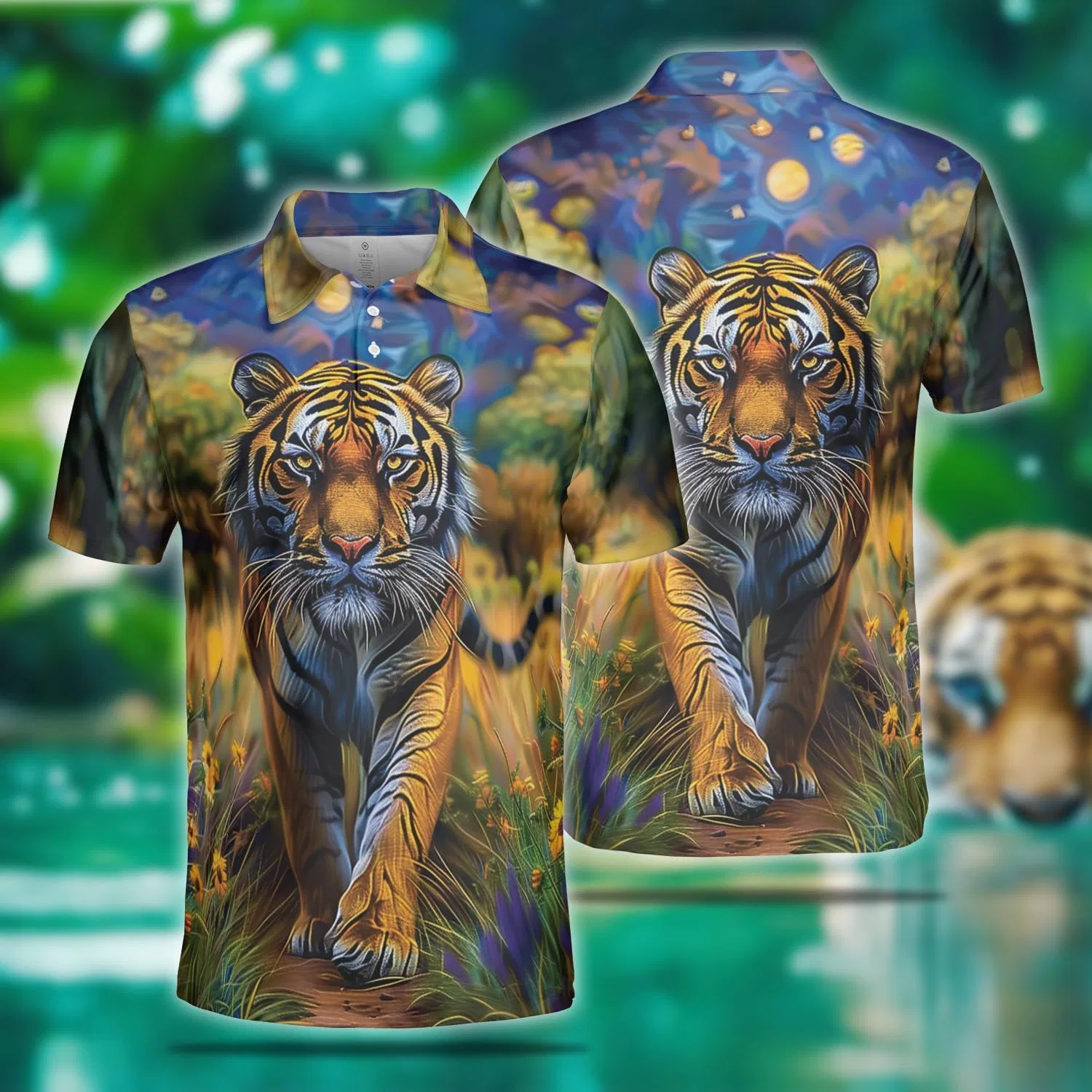 Футболка поло с тигровым принтом, серия 05, Tiger, цвет Tiger_24 — фото 3