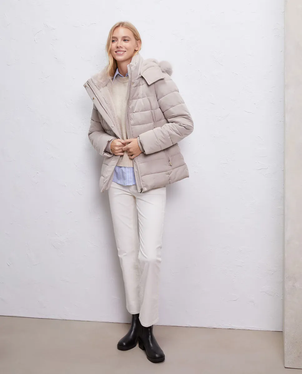 

Стеганое женское пальто с капюшоном и подкладкой Easy Wear, цвет Visón Claro