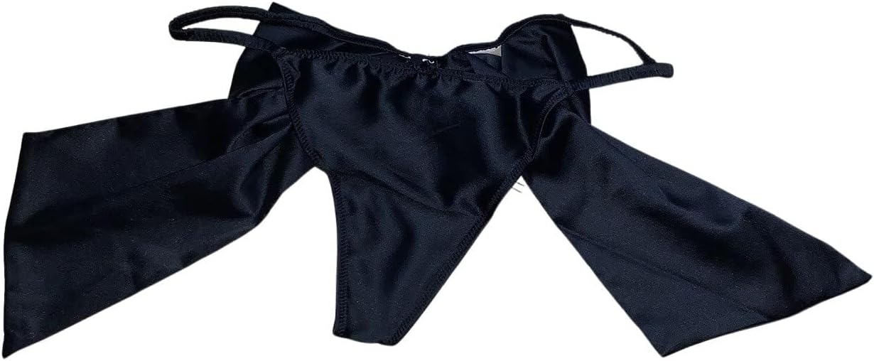 

Атласные трусики-стринги Victoria's Secret с V-образным вырезом и бантом, цвет черный, новые, Black