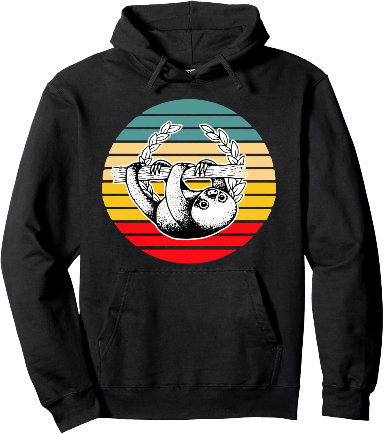 

Худи в стиле ретро-винтаж с изображением ленивца Sloth Retro Vintage Style, черный