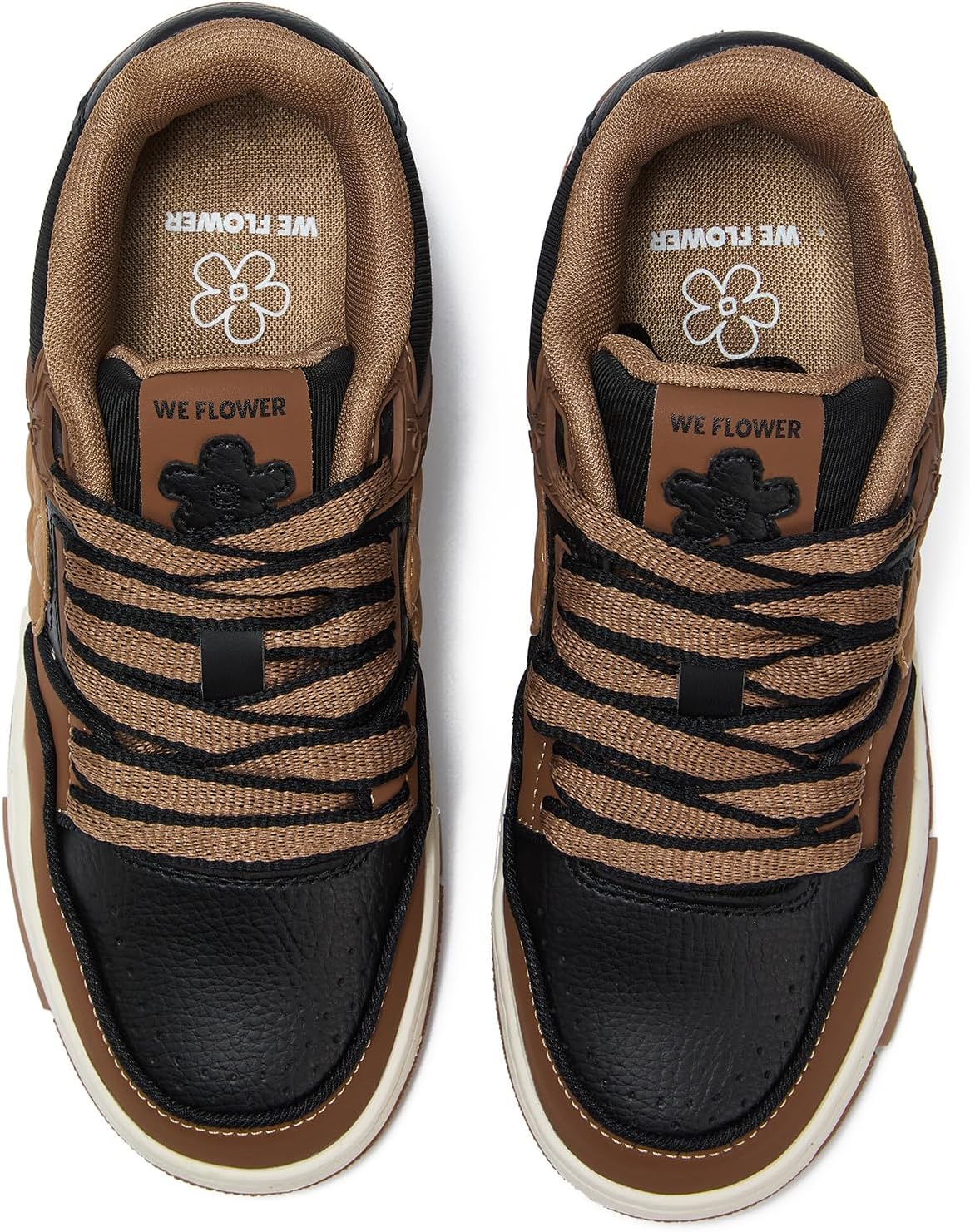 

Модные кроссовки для мужчин и женщин - роскошные дизайнерские туфли из премиальной коровьей кожи - дышащие и удобные теннисные ходовые кроссовки для повседневной носки We Flower, коричневый