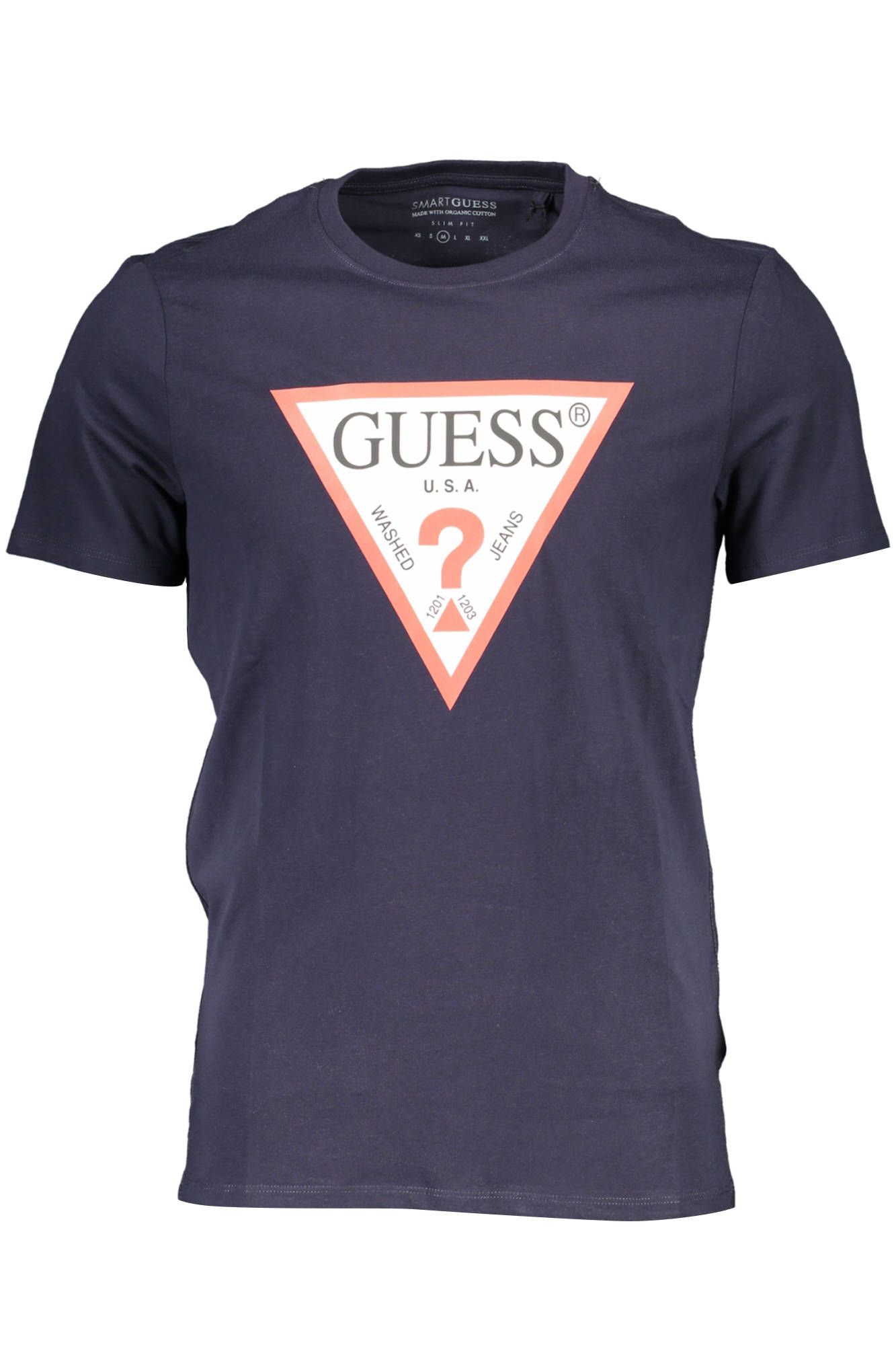 

Синяя хлопковая мужская футболка Guess Shoes