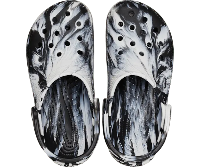 Классические мраморные сабо Crocs женские, цвет White / Black — фото 3