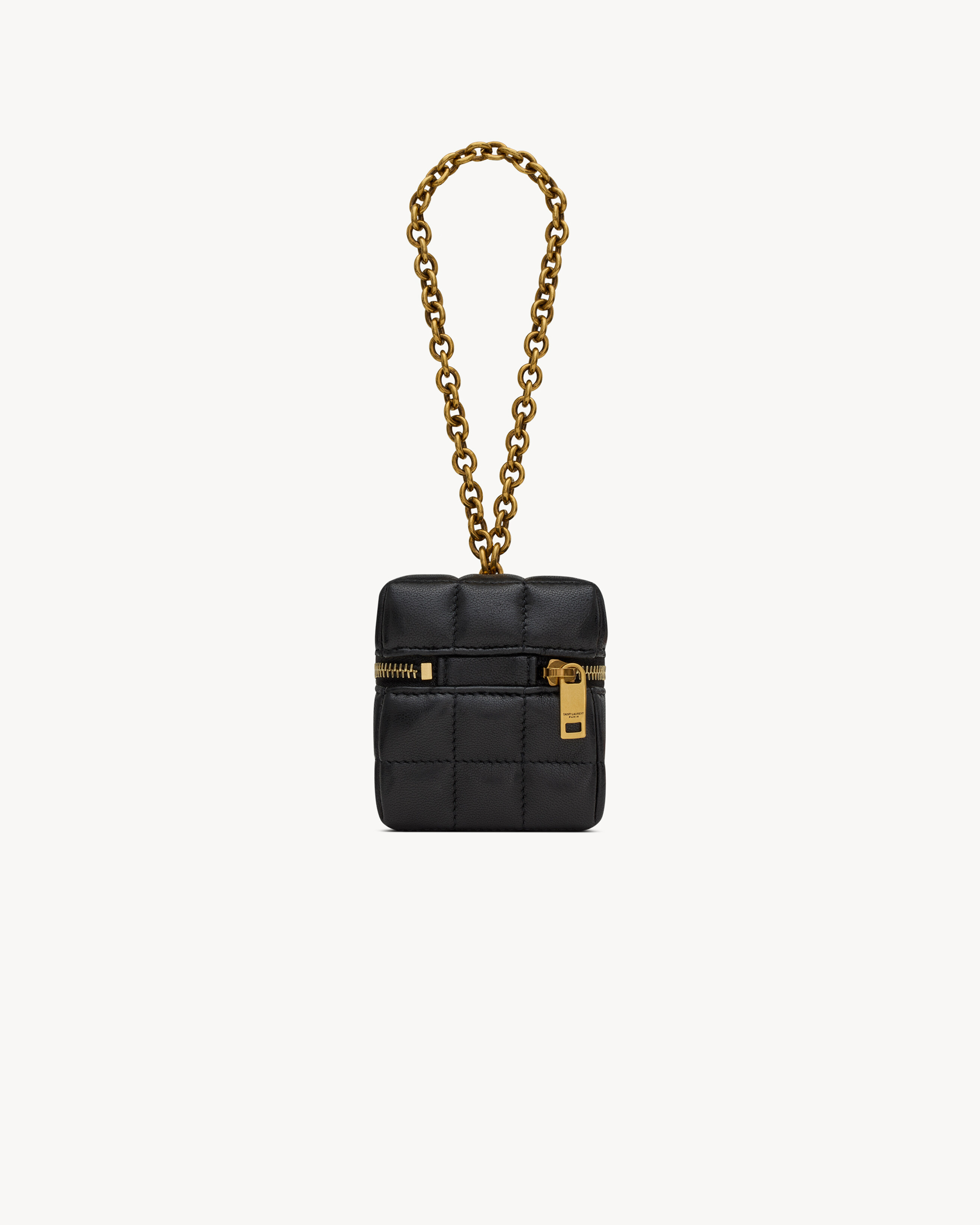 Мини-куб CASSANDRE MATELASSE CARRE на цепочке из ягнячьей кожи Saint Laurent, черный — фото 2