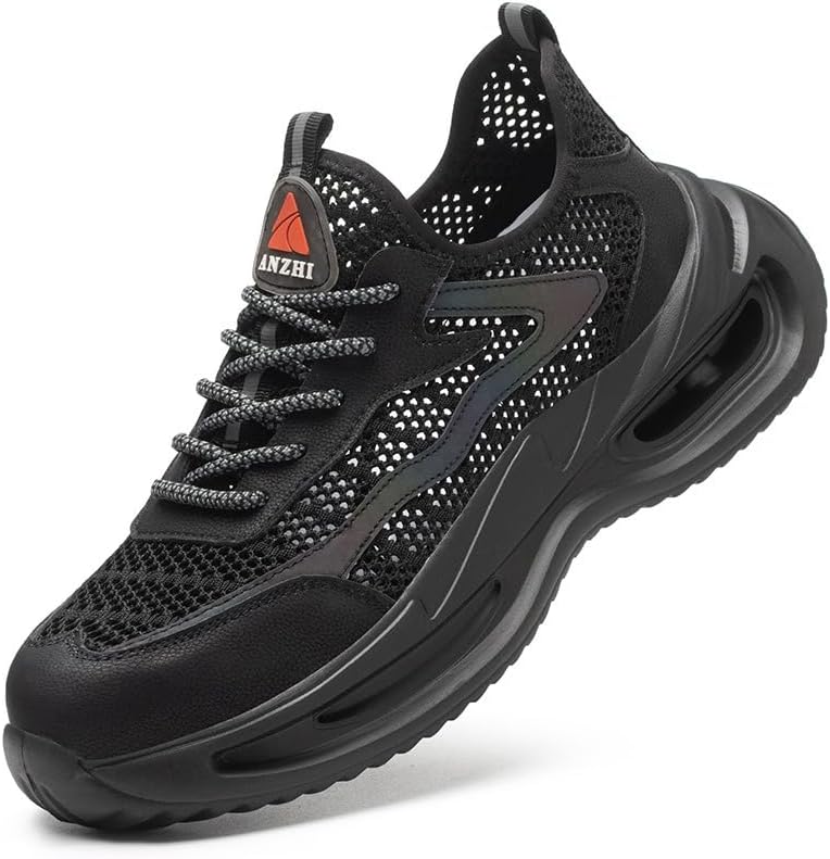 

Мужские кроссовки с защитным стальным носком, низкие, антипрокольные, легкие, для промышленного и строительного использования, из замши, кожи и сетки, серо-черные, размер USA Flowergirr