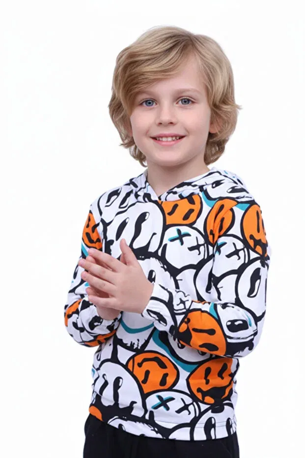 Детское худи для мальчиков с принтом Fyk Kids, Orange — фото 3