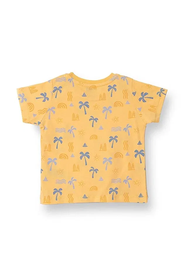 Детская футболка с принтом Hellobaby Basic Men's Palm Tree Printed T-Shirt Ebebek Hello Baby, Patterned — фото 2