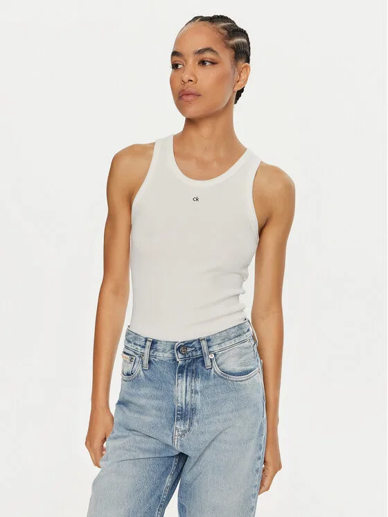 Топ slim fit Graphic Calvin Klein, белый