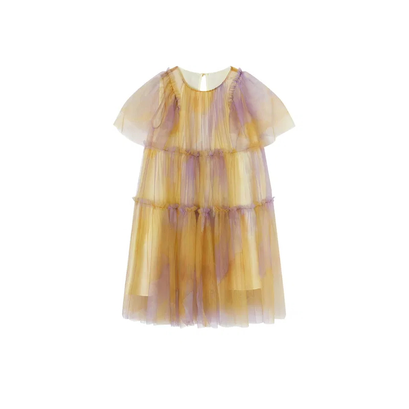 Детское платье для девочек с коротким рукавом Pre School Dresses XIANGYING, Yellow