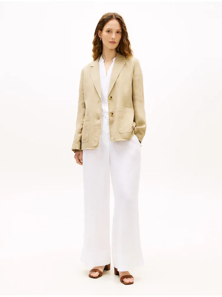 Жакет из льняной смесовой ткани TOMMY HILFIGER, Beige — фото 2