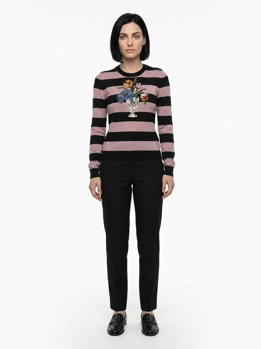 Женский пуловер с круглым выворотом Bicolor Cashmere Sweatshirt Dolce & Gabbana, Bicolor