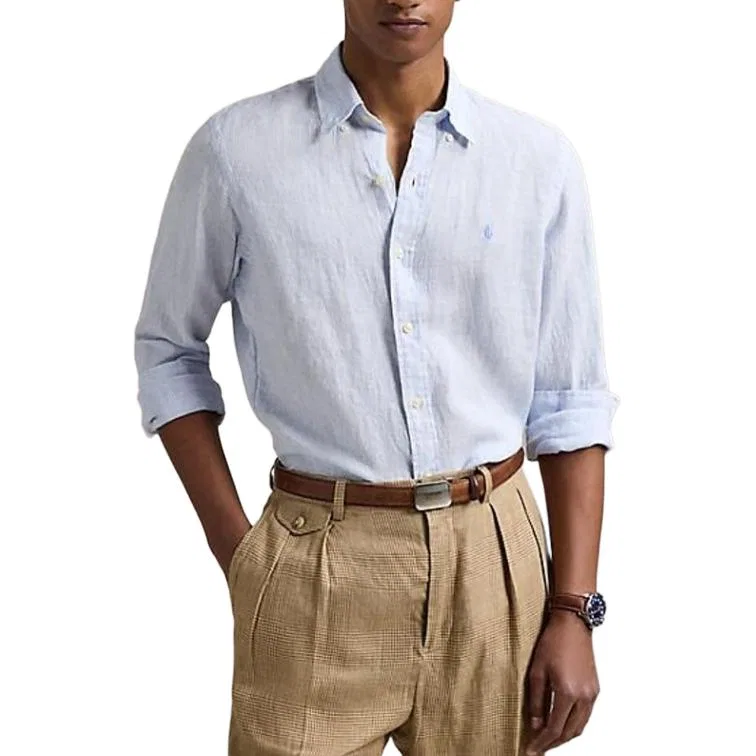 Мужская рубашка поло классическая Polo Ralph Lauren, Light Blue — фото 4