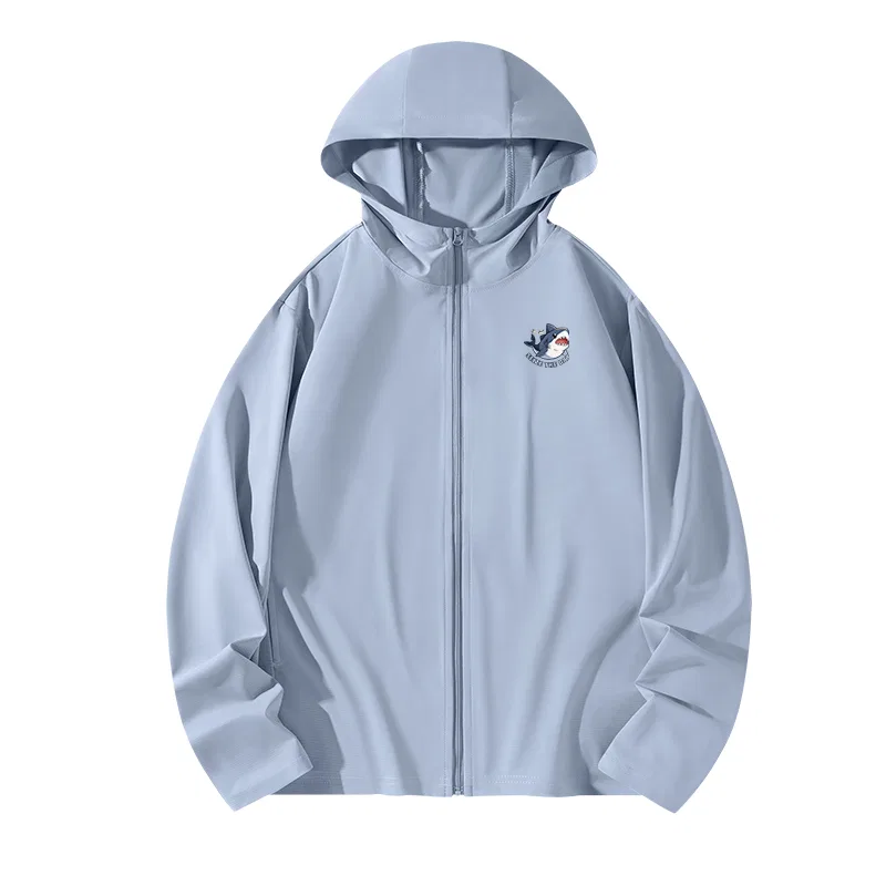 Детская ветровка с принтом Happy Shark Chest Logo MINISO, Graphite Gray — фото 3