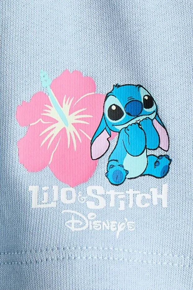 Детские шорты для девочек с принтом Lilo & Stitch H&M, Light Blue Lilo & Stitch — фото 2