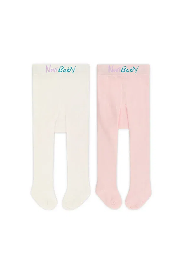 Детские колготки хлопковые набор 2 шт Novibaby, Ecru-Pink