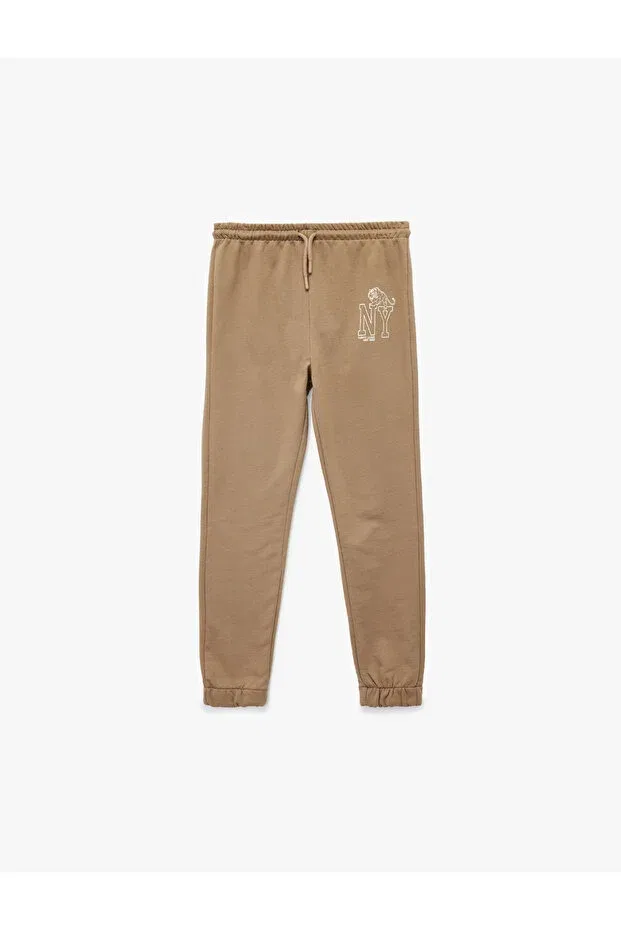 Детские спортивные штаны для мальчиков с принтом Cotton Print Detailed Hooded Jogger Koton, Brown