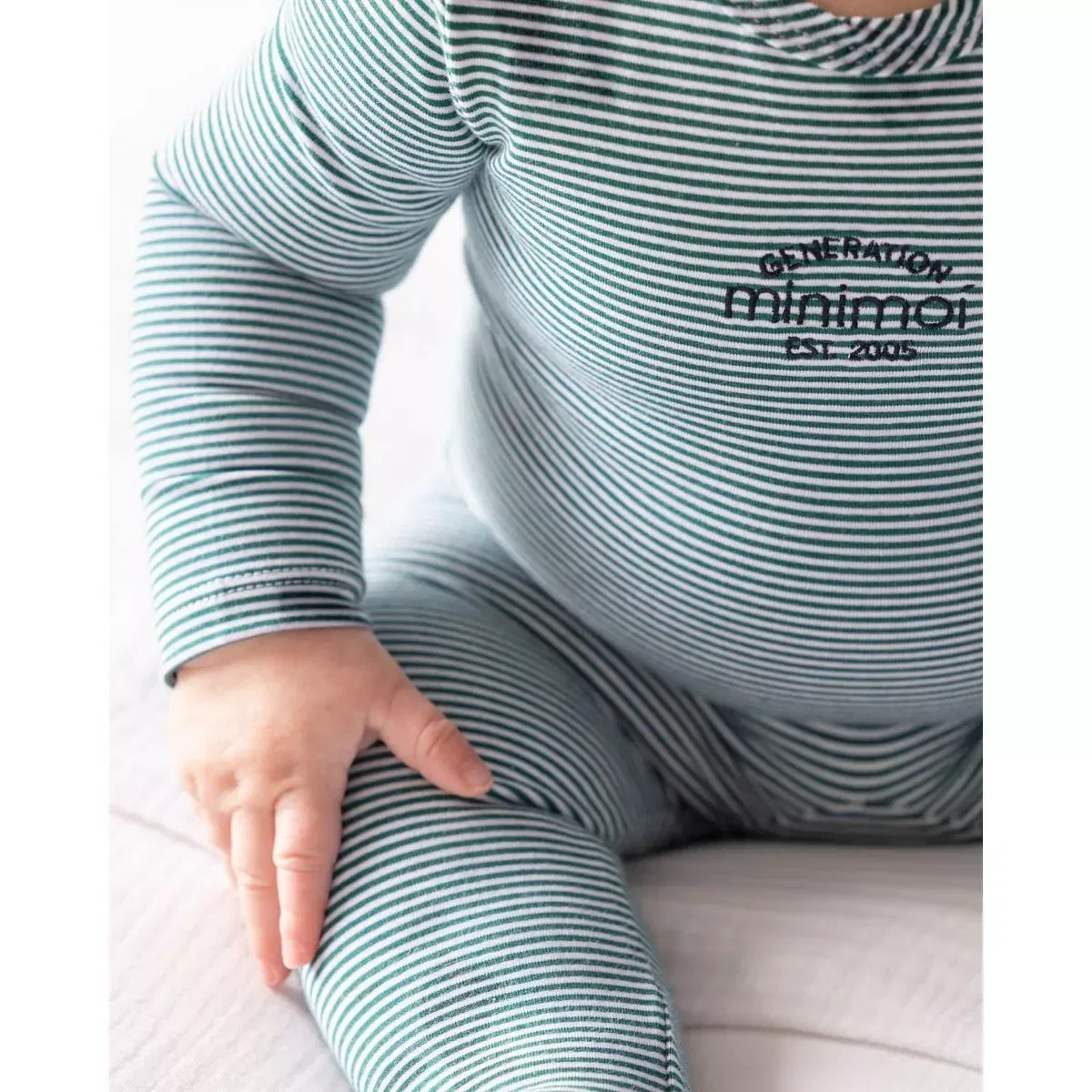 Детское боди-комбинезон с длинным рукавом MiniMoi NEWBORN, Emerald Green — фото 3