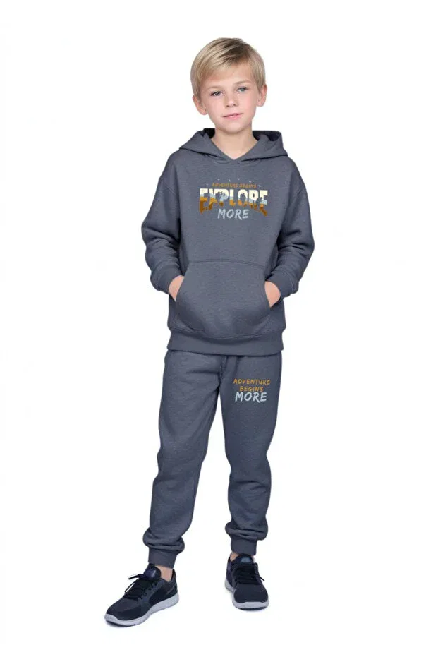 Детский спортивный костюм для мальчиков с принтом Explore Printed Panios Kids, Smoke Grey