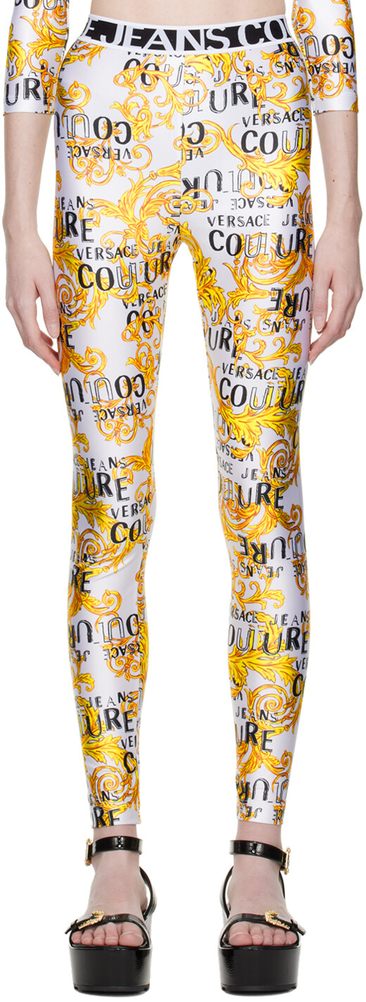

Белые леггинсы с принтом Versace Jeans Couture