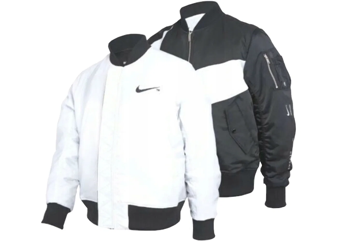 Мужская куртка-бомбер с принтом Nike SWOOSH Therma Fit Reversible, Black/White — фото 3