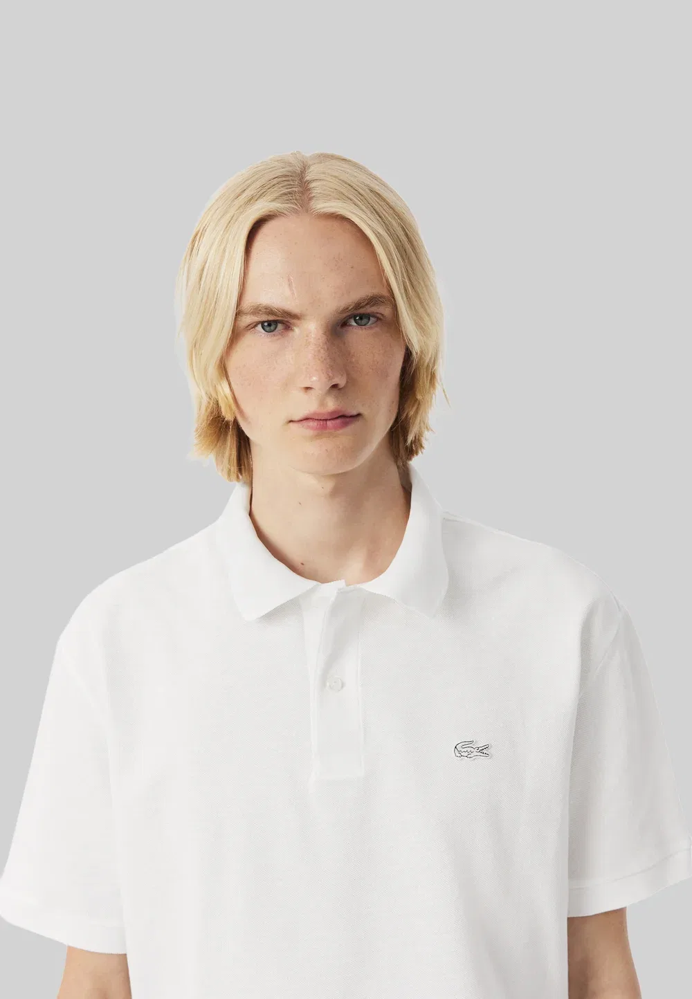 Рубашка поло Lacoste Blanc, однотонная, белый — фото 4