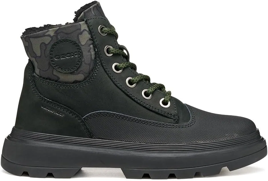 Детские ботинки для мальчиков с мембраной Geox J Kiddartah WPF, Black Military