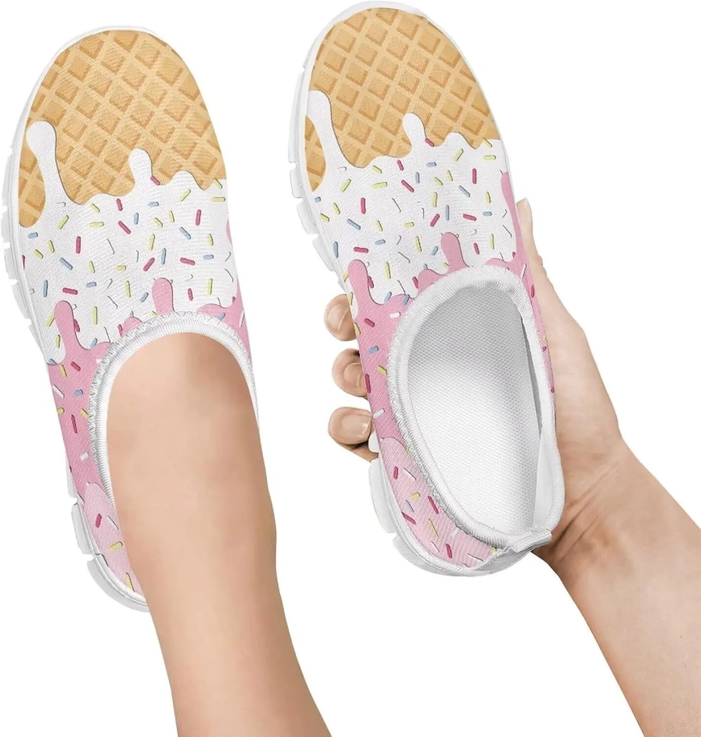 Детские туфли-лоферы для девочек с принтом Ctsgobvahy, Ice Cream Printed — фото 2