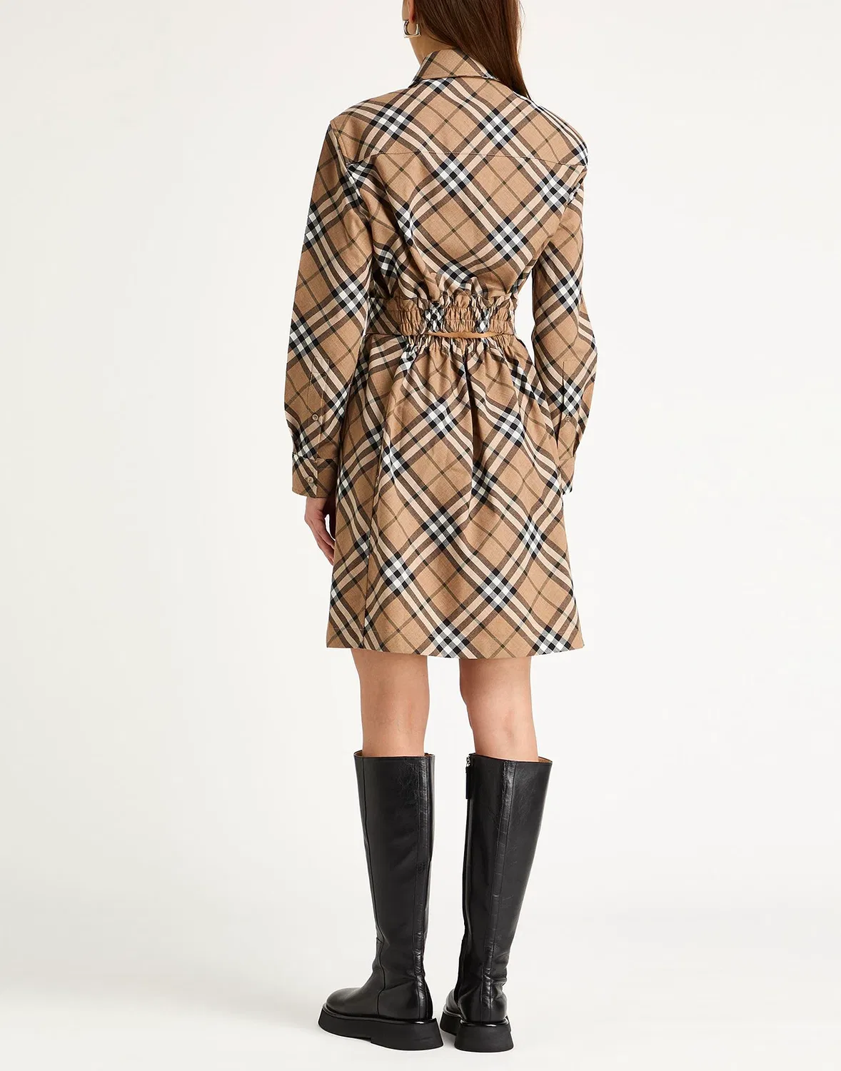 Женское платье-рубашка с принтом Burberry, бежевый — фото 3