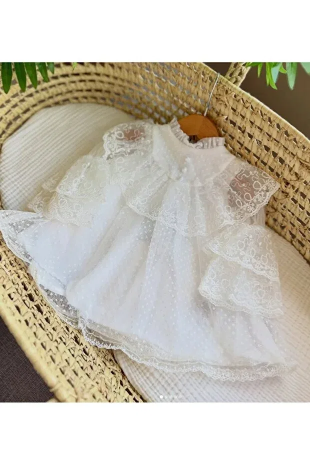 Детское платье для девочек с вышивкой Babydola, White — фото 4