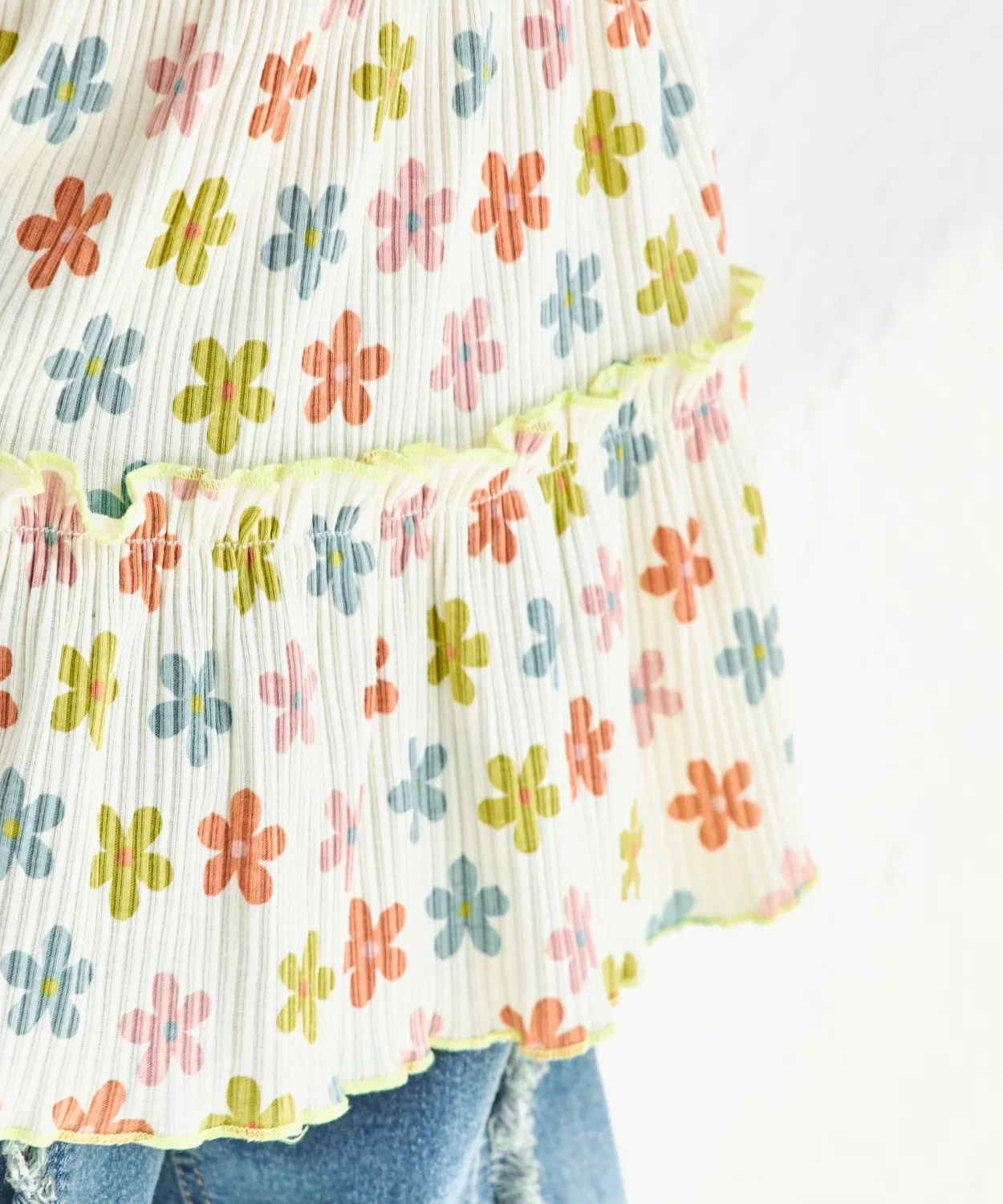 Детская туника без рукавов с воланами, модель Rib Cotton, pairmanon, White — фото 3