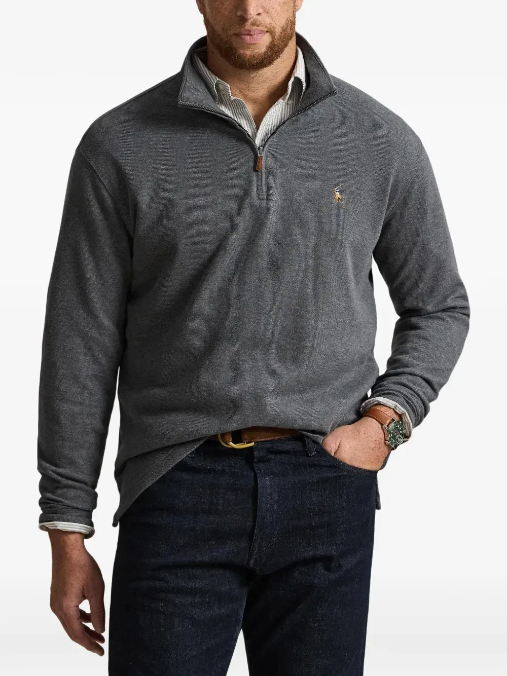 Свитер Estate-Rib на молнии POLO RALPH LAUREN, серый — фото 3