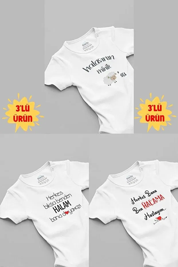 Детский комплект боди с коротким рукавом 100% Organic cotton 3-piece baby body set Overoz, White