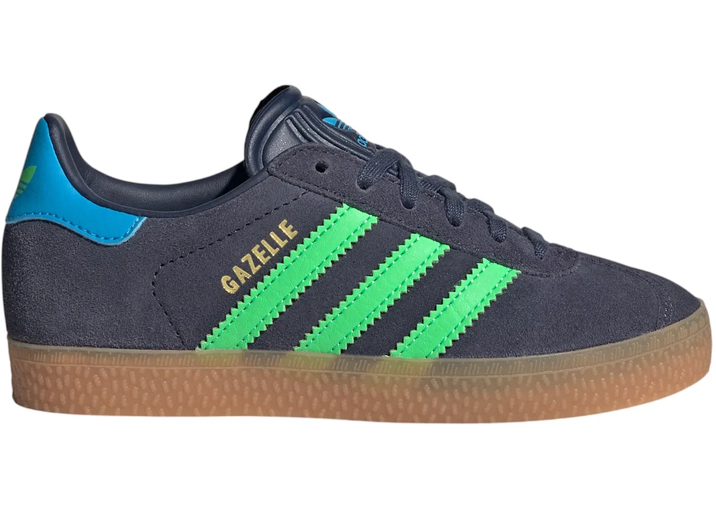 Детские кроссовки Lifestyle с замшевым верхом Adidas Gazelle Adidas, Shadow Navy Screaming Green Lucid Aquamarine
