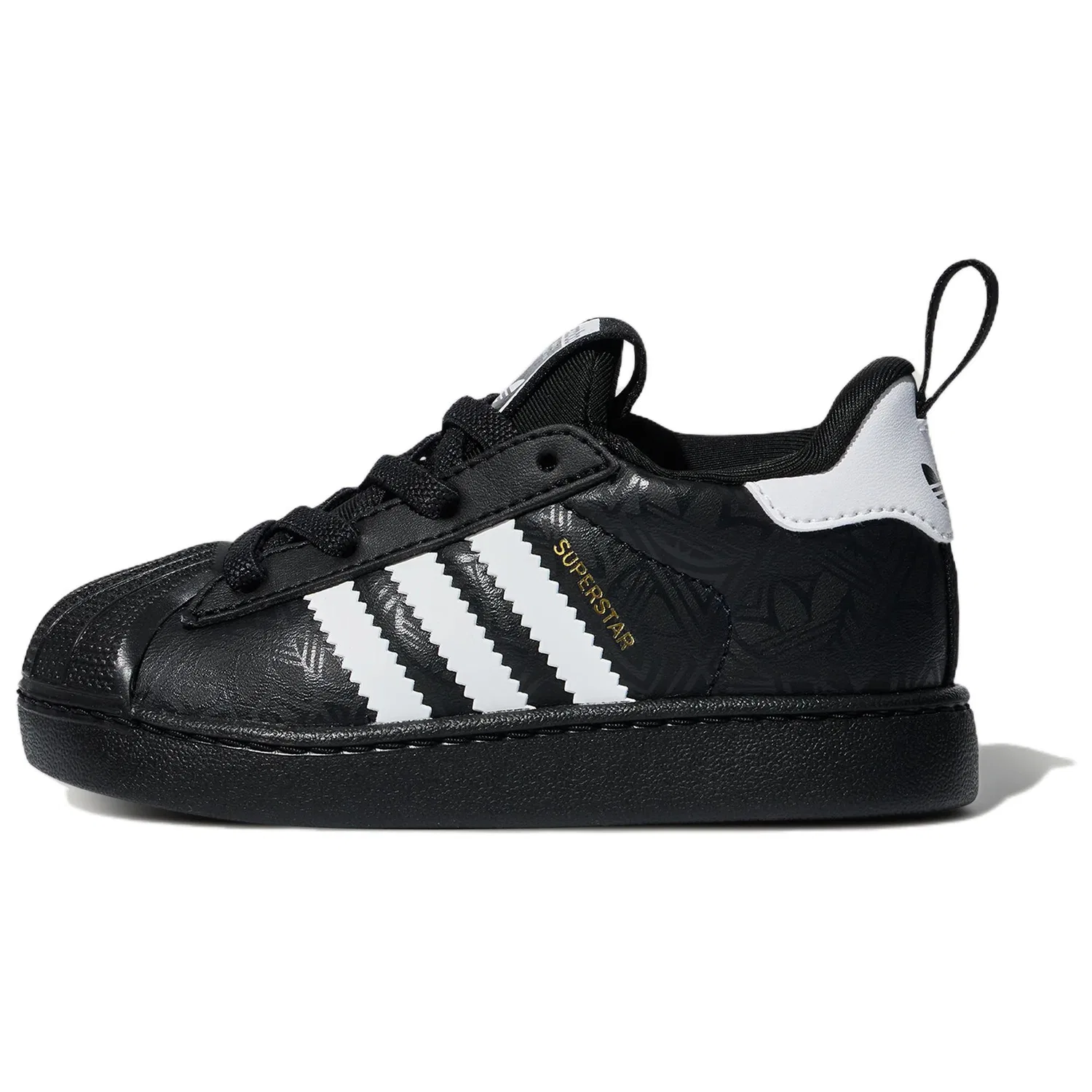 Детские кроссовки для малышей с закрытым носком Adidas Originals SUPERSTAR, Black/White/Gold