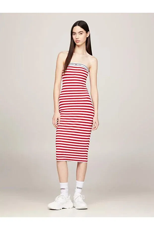 Женское платье-труба с полоской Tjw Logo Tape Stripe Tommy Hilfiger, Красный — фото 2