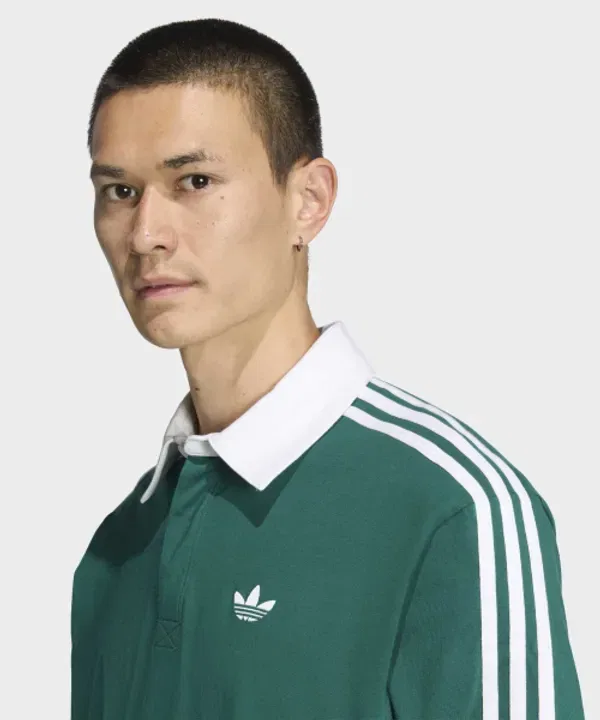 Поло с длинным рукавом, 3-полосное, Adidas, зеленый — фото 3
