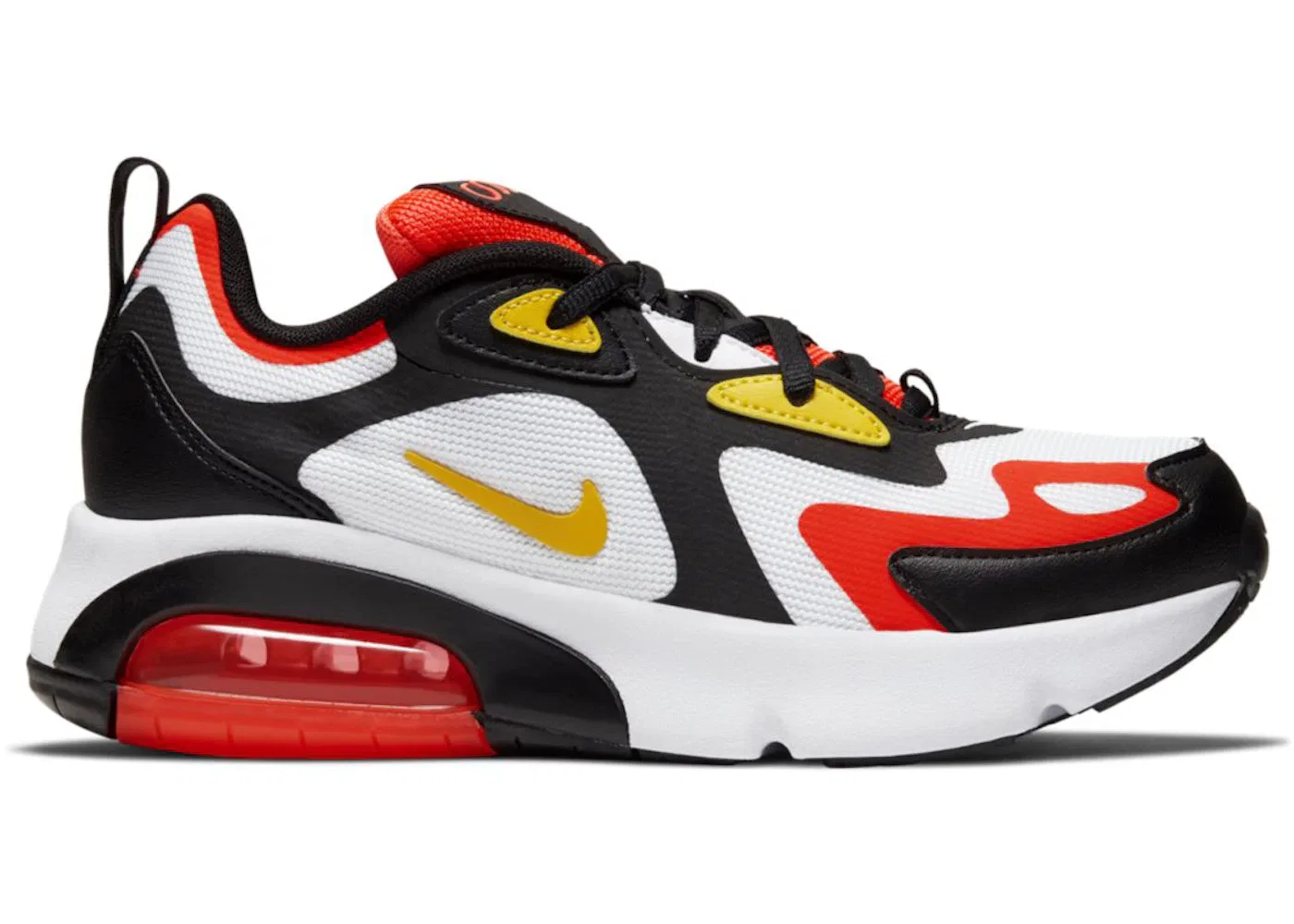 Детские кроссовки Lifestyle с принтом Nike Air Max 200 Nike, Black/White/Bright Crimson/Chrome Yellow