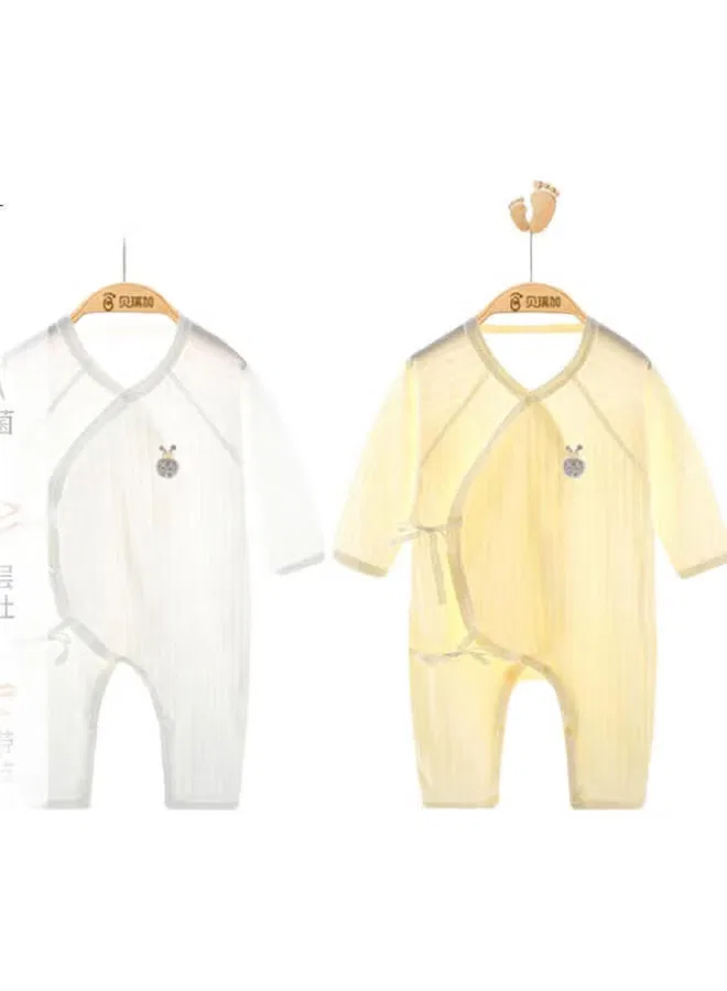 Боди-комбинезон комплект из 2 штук хлопковый Babyprints, белый и желтый — фото 2