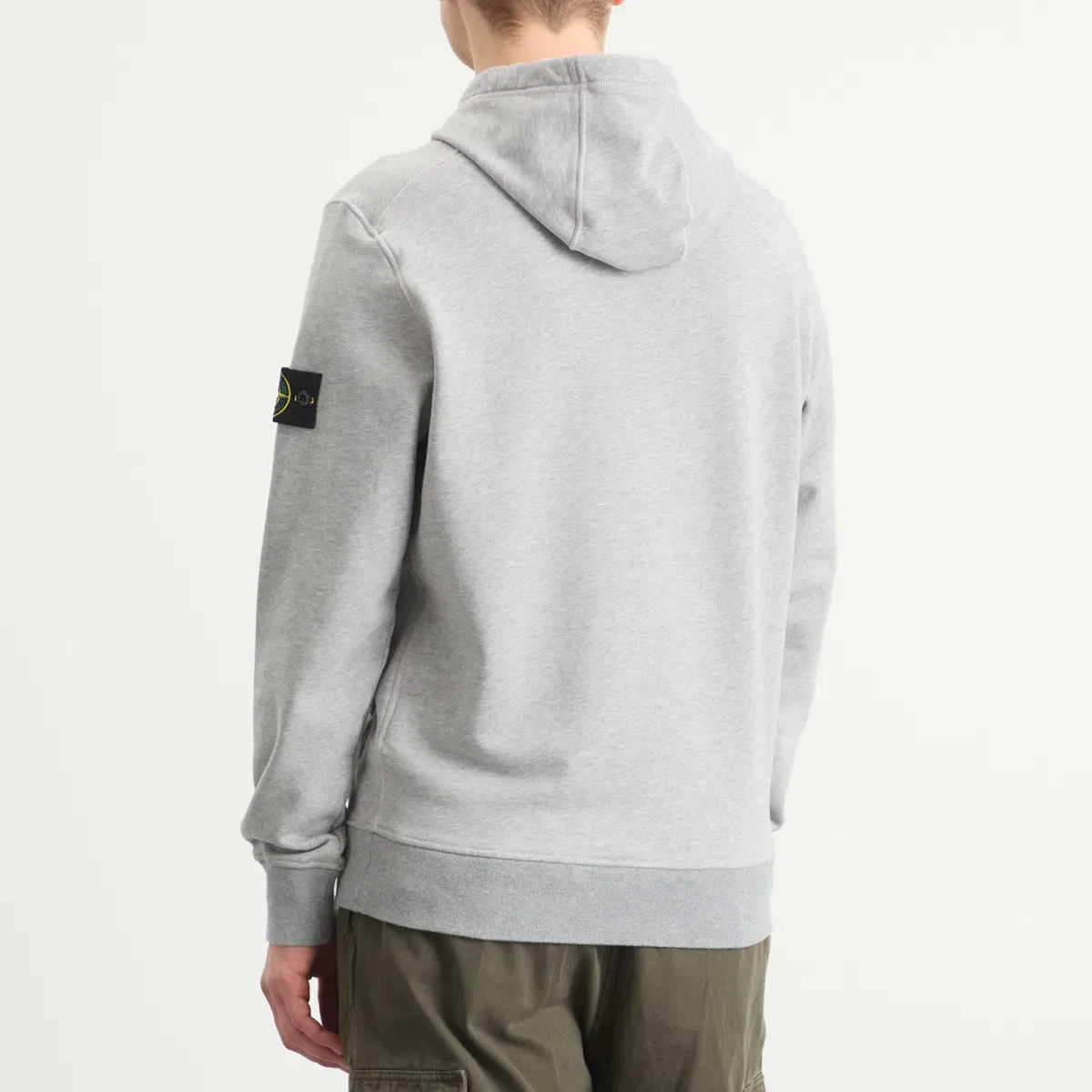 Худи с капюшоном и утяжками, модель Garment Dyed Hoodie Stone Island, Melange Grey — фото 3