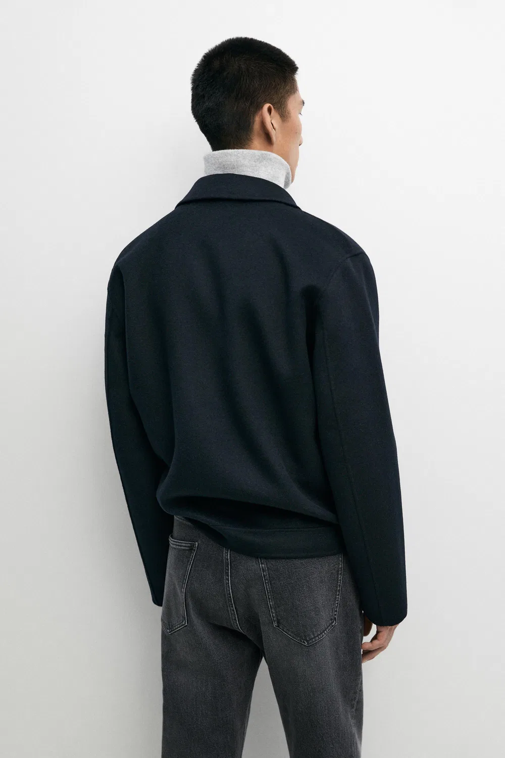 Куртка Massimo Dutti Wool Blend Double Fabric, глубокий синий — фото 4