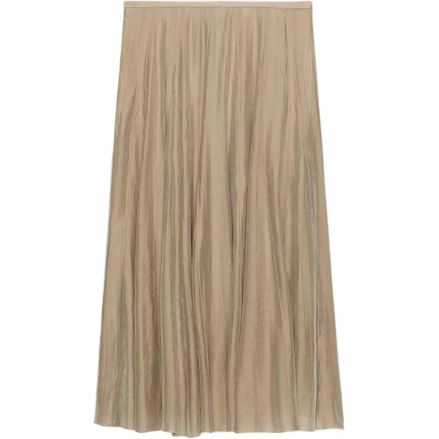 Женская юбка-трапеция миди с завязкой ZARA, Brown/Dark Taupe — фото 3