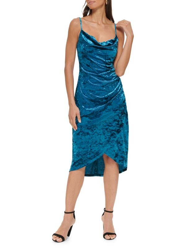 

Бархатное платье-тюльпан Guess с молнией сзади, teal