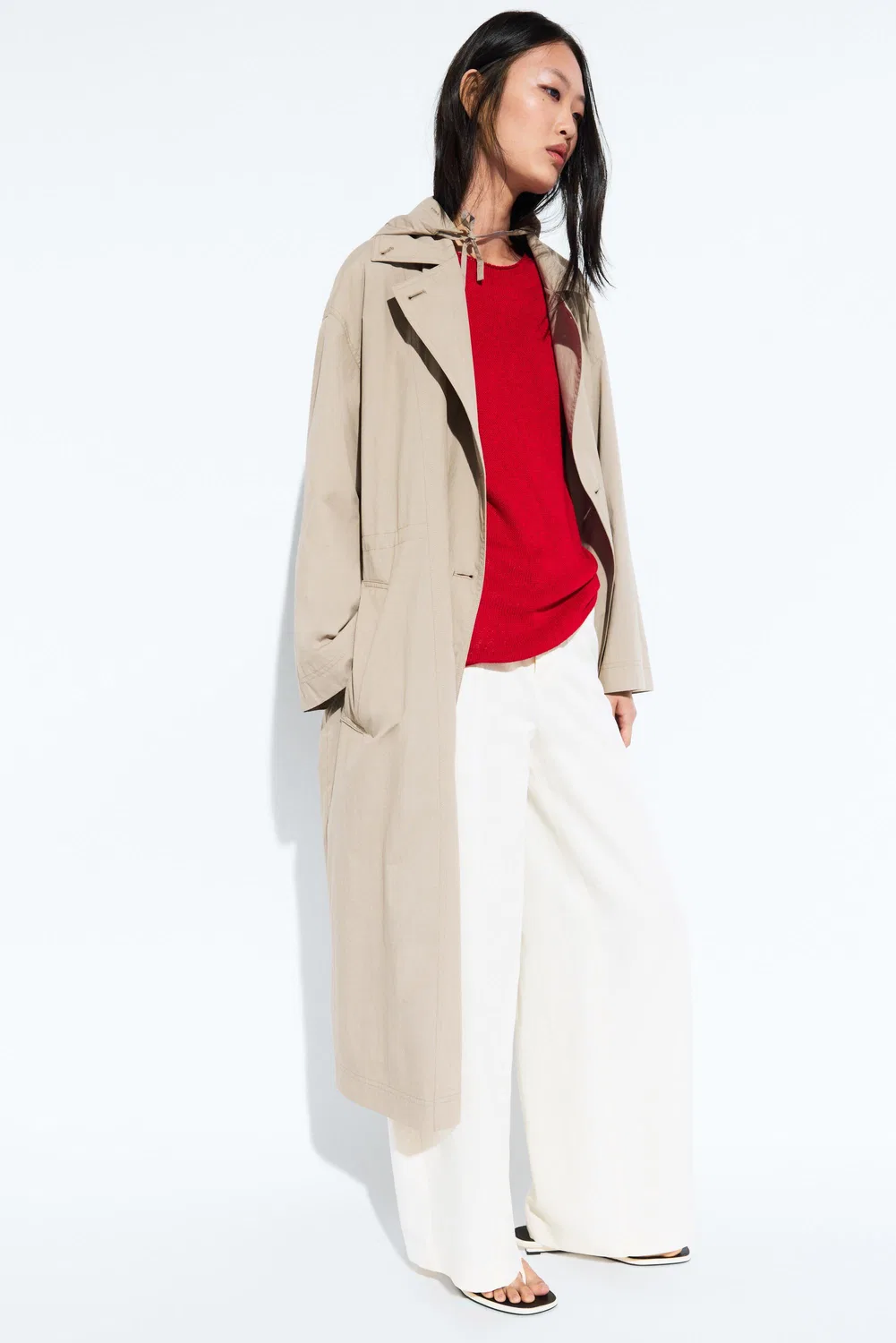 Топ Massimo Dutti, женский, с тонкой вязкой и завязками на шее, красный